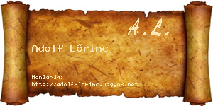 Adolf Lőrinc névjegykártya